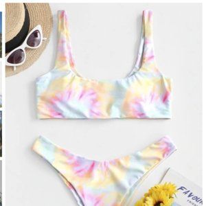ZAFUL Tie Dye High Cut Tank Bikini Swimsuit